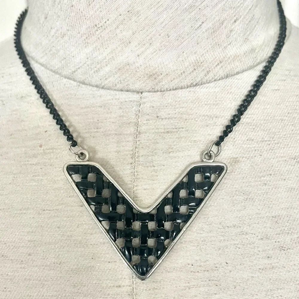 Black triangle pendant necklace